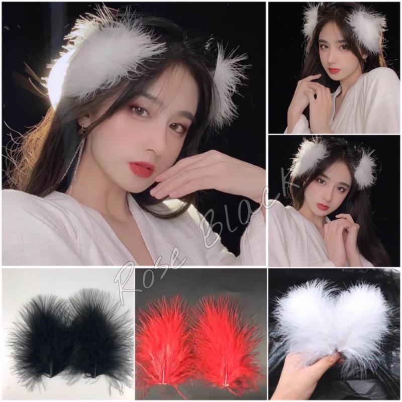 ( Loại 2 lớp)Kẹp tóc lông vũ tơ đủ màu mã TY-88