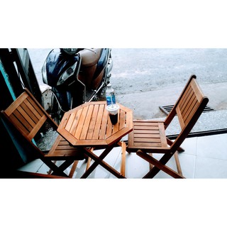 Bộ bàn ghế gỗ xếp cafe mini ( 1 bàn + 2 ghế )