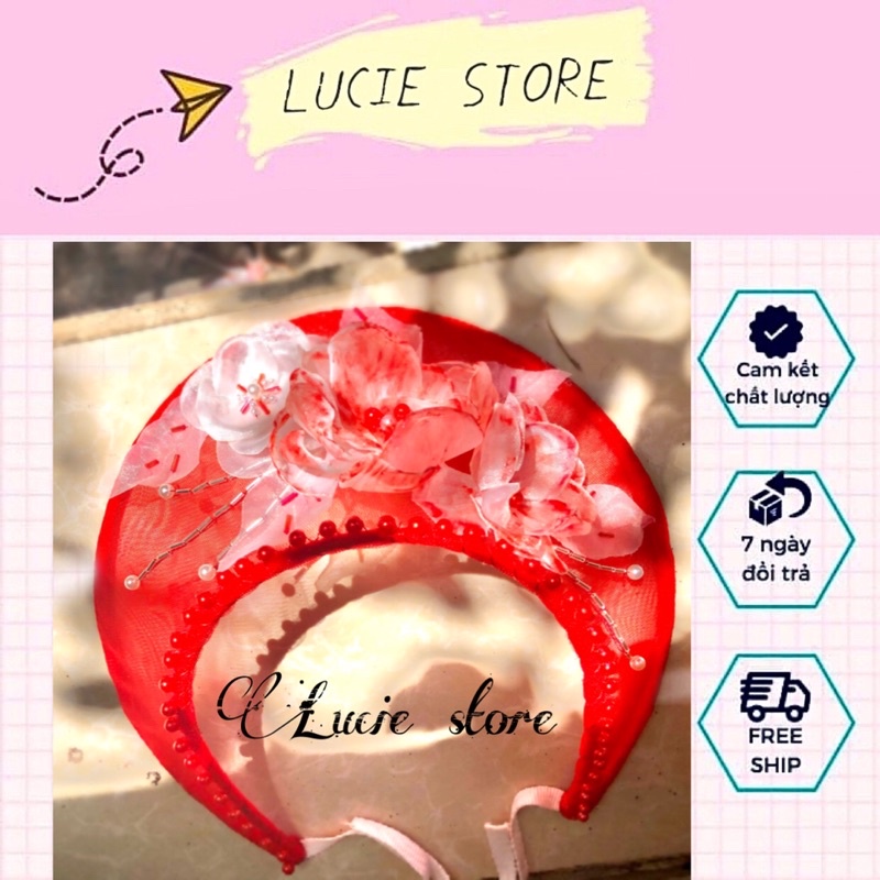 Mấn vành cách tân siêu đẹp, Lucie kết đính đá phụ kiện cài tóc cho cô dâu