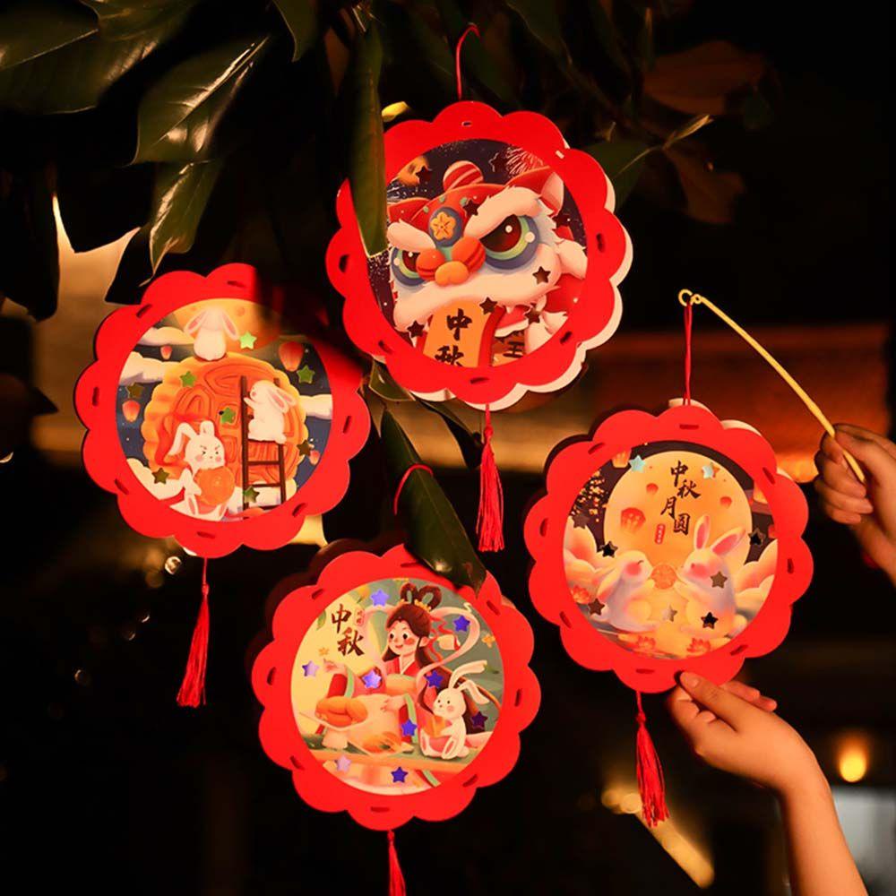 Lồng Đèn Giấy Phối Tua Rua Họa Tiết Thỏ Hoạt Hình Phong Cách Trung Hoa Dễ Thương Độc Đáo Trang Trí Tiệc Tùng Cho Bé