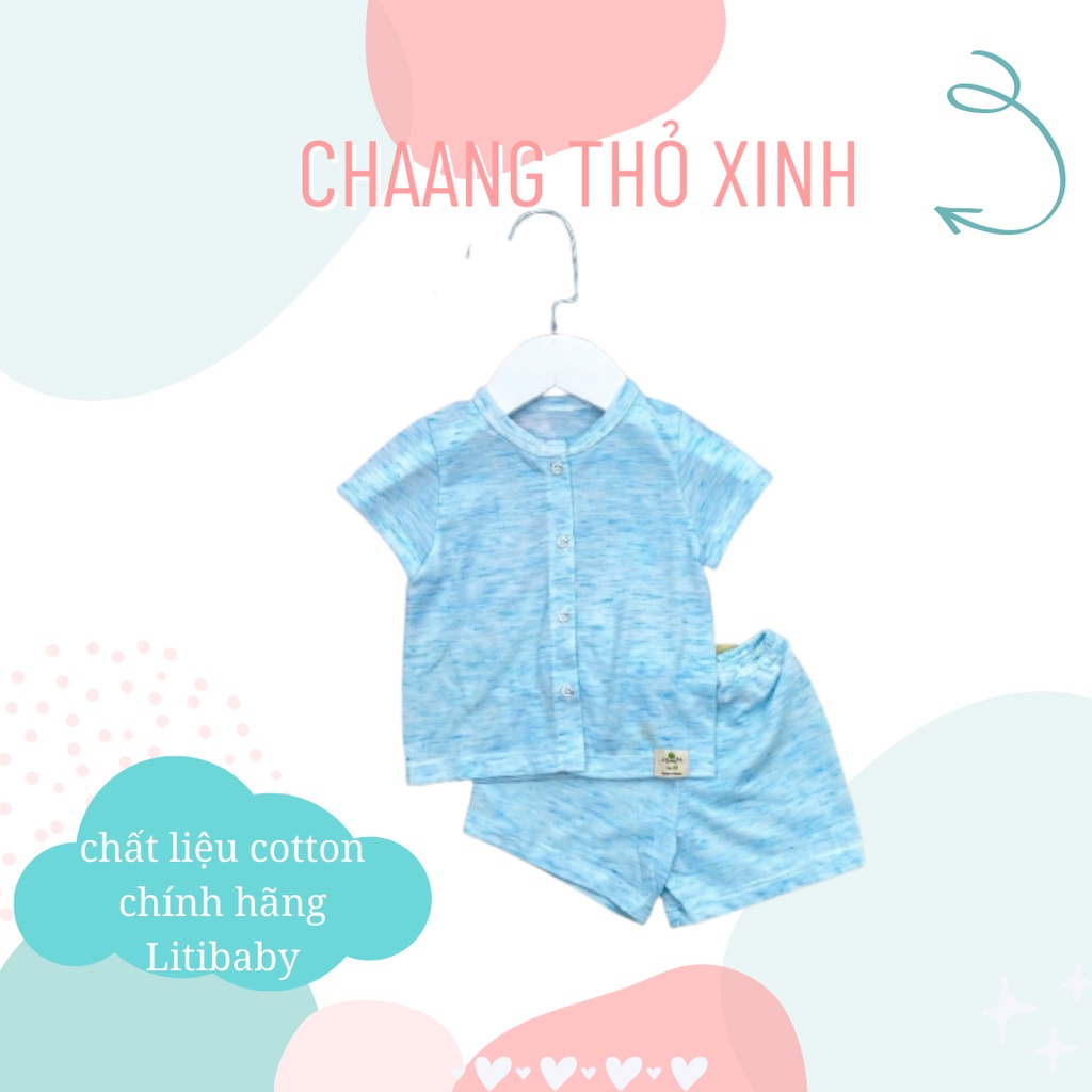 Bộ cộc tay sơ sinh cúc giữa Hãng LitiBaby nhiều màu