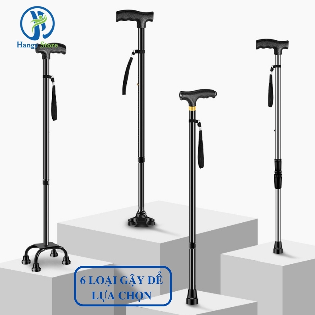 Gậy chống đa năng có đèn pin và tay cầm chống trượt cho người già giúp ông bà đi lại dễ dàng