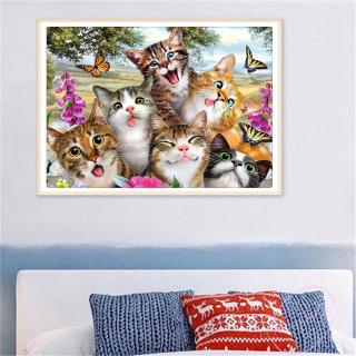 Bộ Tranh Đính Đá Tự Làm Kèm Phụ Kiện Hình Mèo Con Xinh Xắn