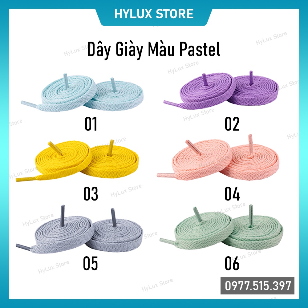 [6 màu] Dây giày dẹt màu Pastel loại xịn - Dây giày thể thao