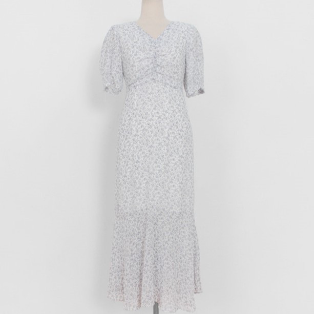 Đầm Voan Hoa Cổ Chữ V Xinh Xắn Theo Phong Cách Hàn Quốc 43033