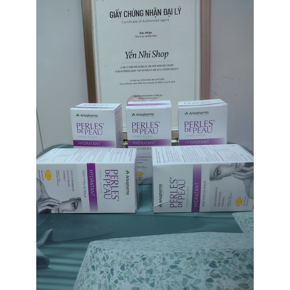 Viên uống collagen đẹp da Arkopharma perles de peau hydraterend 200 viên cấp ẩm, căng bóng da 200 viên