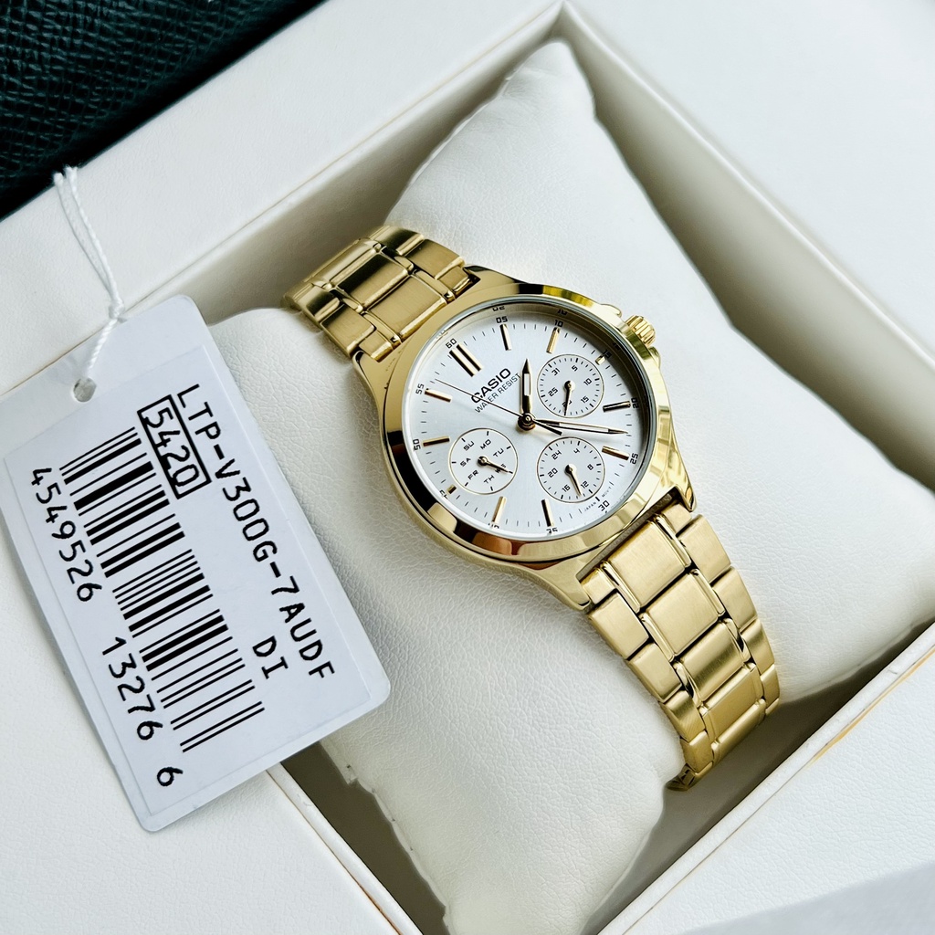 Đồng hồ đôi nam nữ dây thép Casio MTP V300G 7A