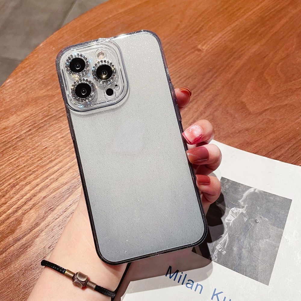 Ốp Điện Thoại Silicon Mềm Trong Suốt Đính Đá Lấp Lánh Màu Gradient Sang Trọng Cho iPhone 13 12 11 Pro Max