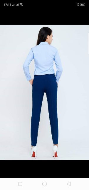 Quần tây Thái Hòa màu xanh mã 982 vải mềm co giãn fom ống đứng