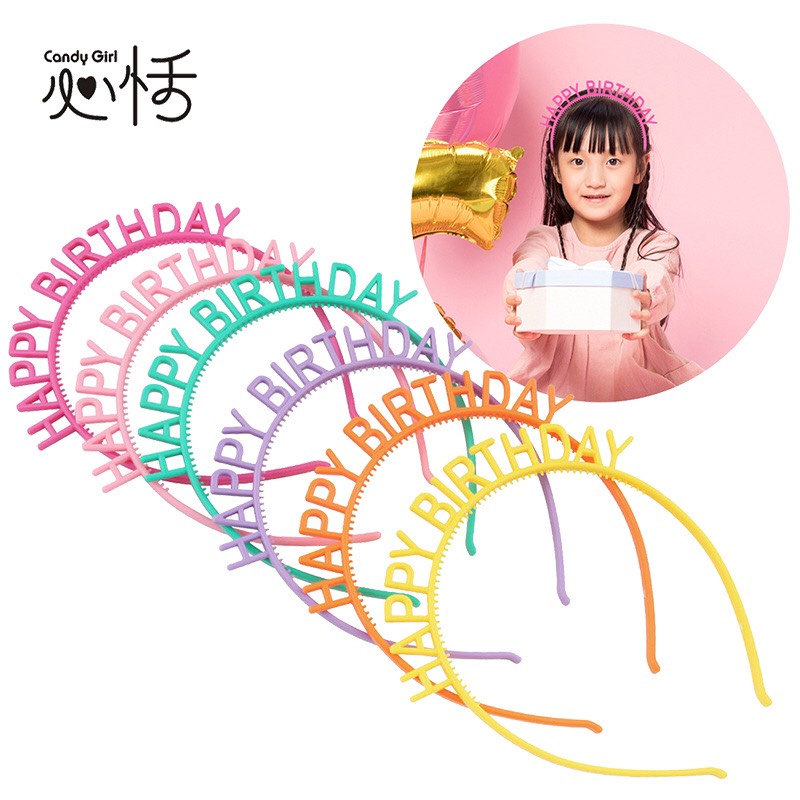 Bờm Tóc / Cài Tóc Sinh Nhật - Happy Birthday Màu Sắc Tươi Sáng PKHNSC0599