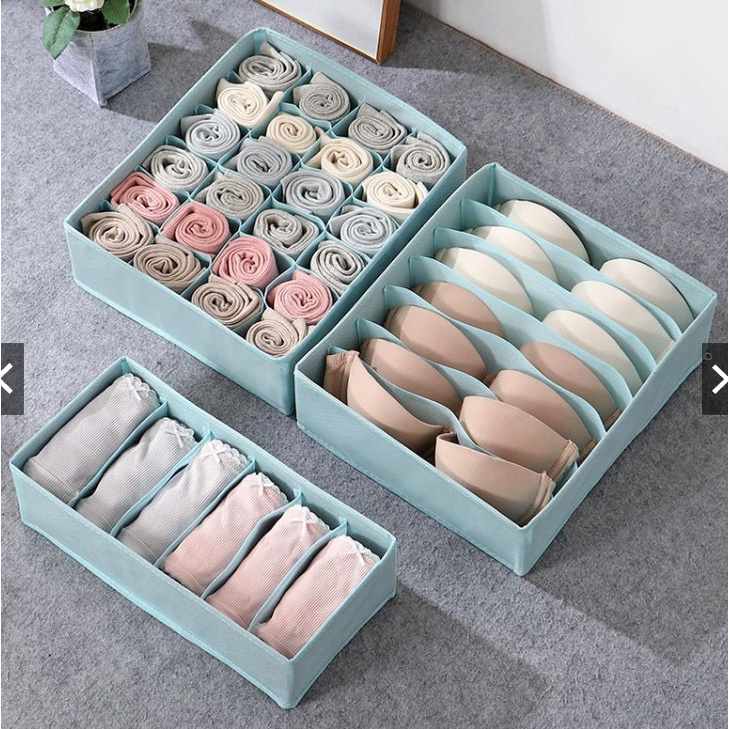 Set 3 hộp vải đựng tất, vớ, giỏ vải PiHouse đựng áo lót, đồ lót gấp gọn