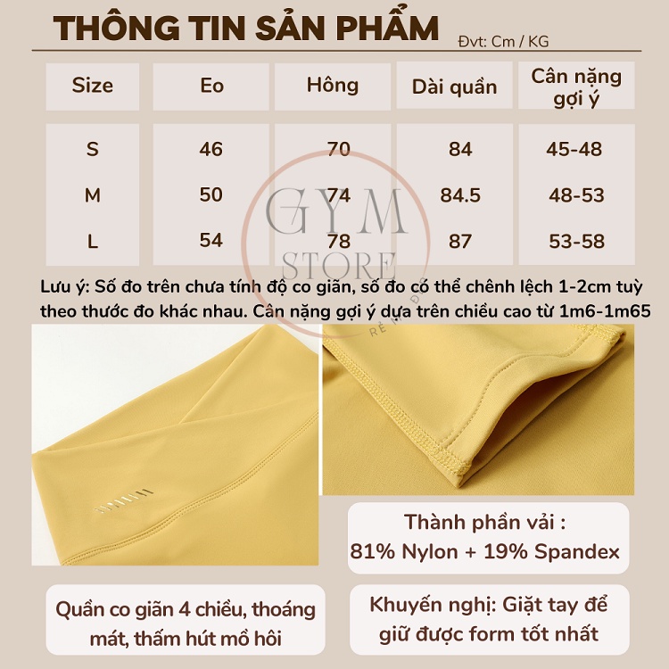 Quần Legging Lulu Cạp Cao Gen Bụng Nâng Mông Thể Thao Nữ Tập Gym Siêu Co Giãn Thoáng Mát 𝐆𝐘𝐌𝐒𝐓𝐎𝐑𝐄 1262
