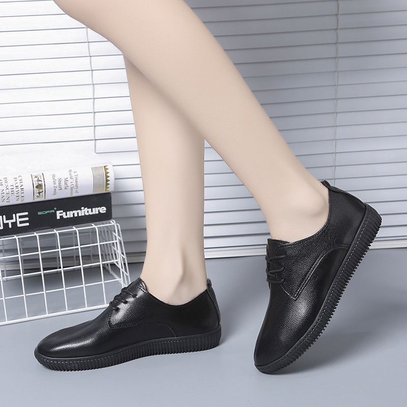 Giày oxford da bóng mũi tròn phong cách retro tùy chọn kích thước cho nữ