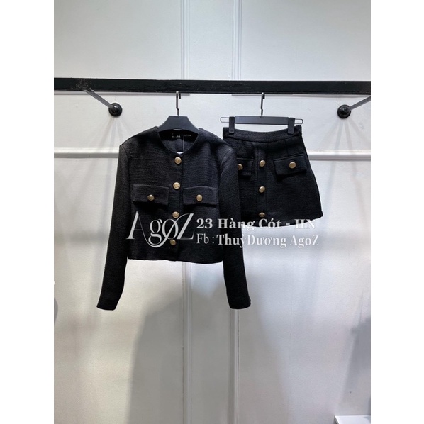 Pass set dạ đen zara xuất xịn nguyên tag