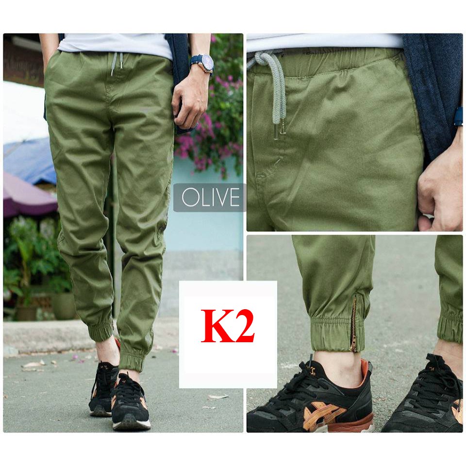 QUẦN JOGGER KAKI CO GIẢN, KHÓA ZIP CÁ TÍNH