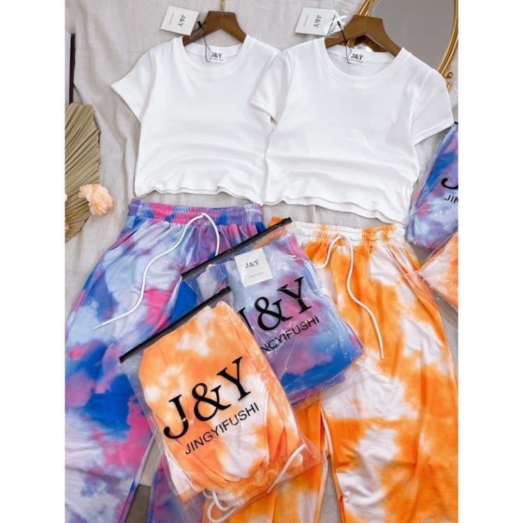 Set áo thun quần loang màu, Set bộ thể thao nữ loang màu hàng cao cấp | BigBuy360 - bigbuy360.vn