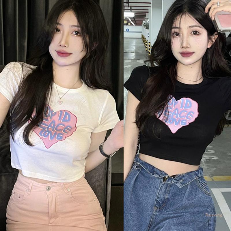 Áo Thun Tay Ngắn Cổ Tròn Màu Trơn In Chữ Vui Nhộn Thời Trang Mùa Hè 80s Cho Nữ