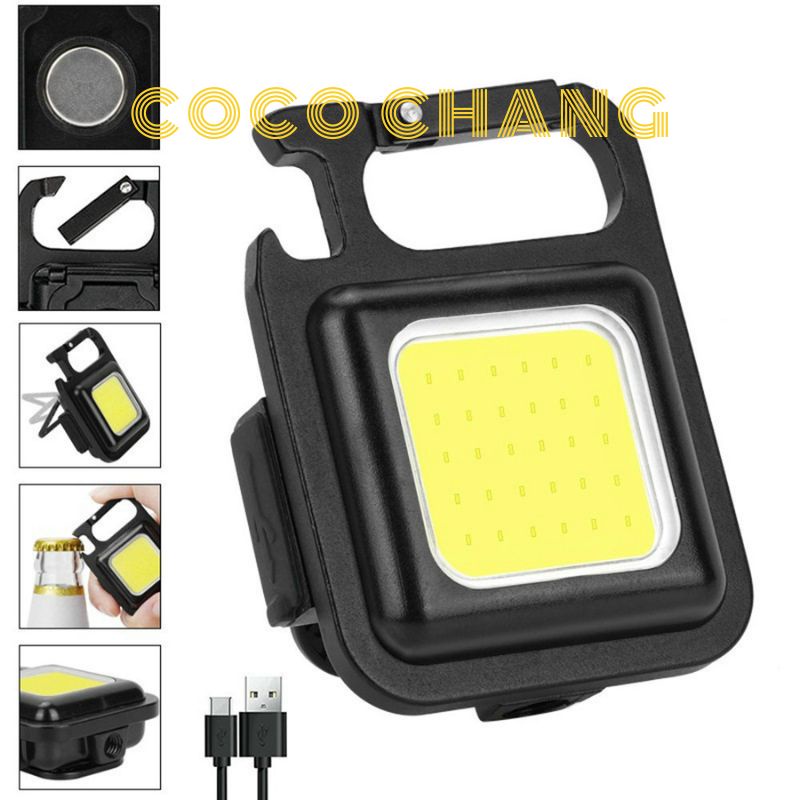 Đèn led mini, đèn pin mini siêu sáng loại 1 500mha có móc khóa đa năng chống nước, sạc usb tiện dụng - cocochang