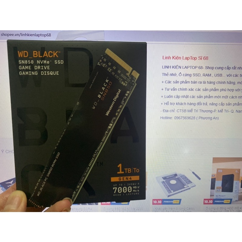 Ổ cứng SSD M2 NVMe Gen4x4 WD Black SN850 500GB /1TB - bảo hành 60 tháng