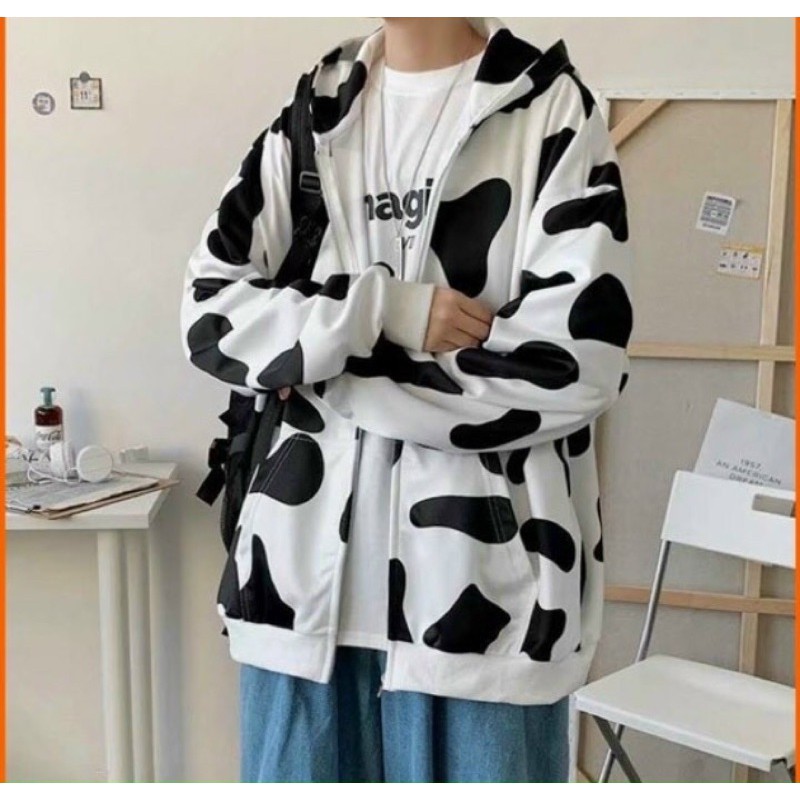 Áo khoác dây kéo in 3D bò sữa siêu đẹp, trẻ trung năng động