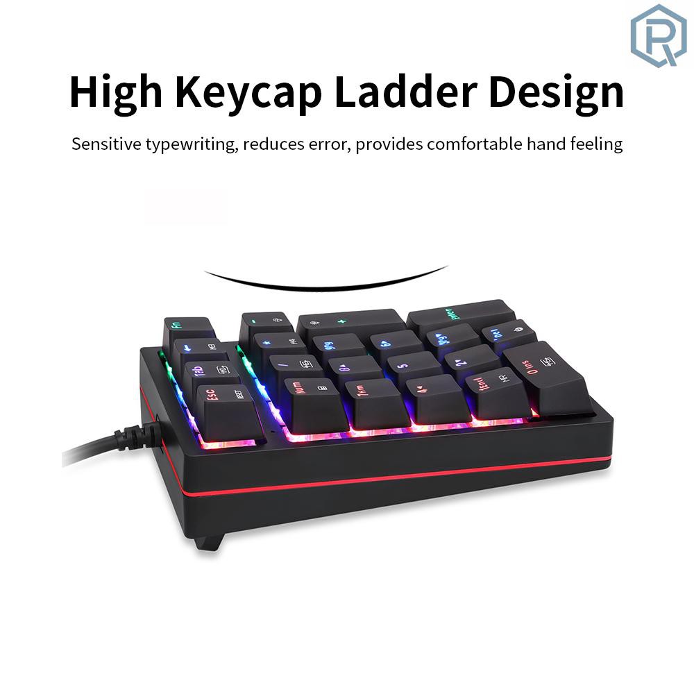 Bàn phím cơ Motospeed K24 21 phím có dây với 13 hiệu ứng đèn RGB