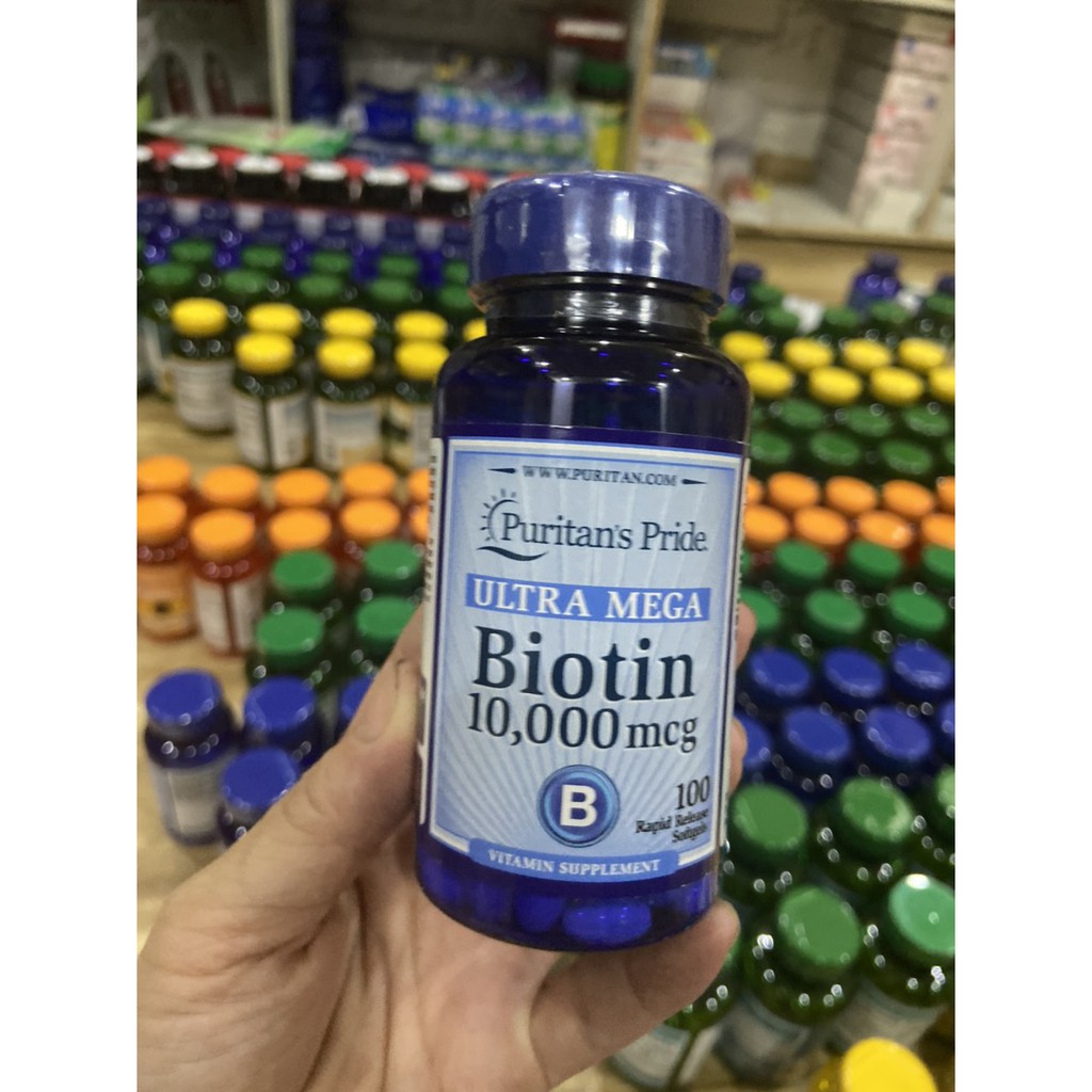 Viên uống mọc tóc, giảm rụng tóc Puritan's Pride Ultra Mega Biotin 10000 mcg 100 viên