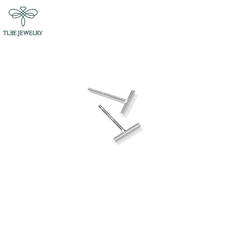 Khuyên tai bạc nữ TLEE thanh bạc trơn basic nhiều size cá tính TleeJewelry B0219