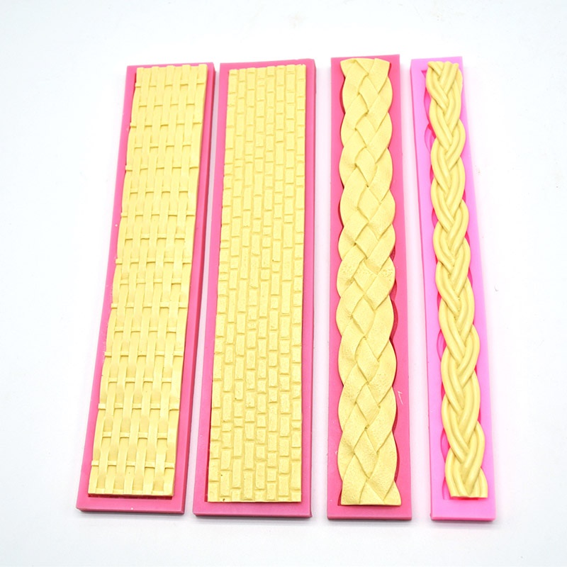 Khuôn Silicone Tạo Hình Dây Đan Dài 3D Trang Trí Bánh