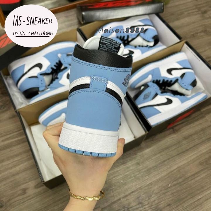 giày thể thao jd cổ cao xanh blu, giày jd1 low cổ cao MS Sneaker hàng cao cấp full size full phụ kiện