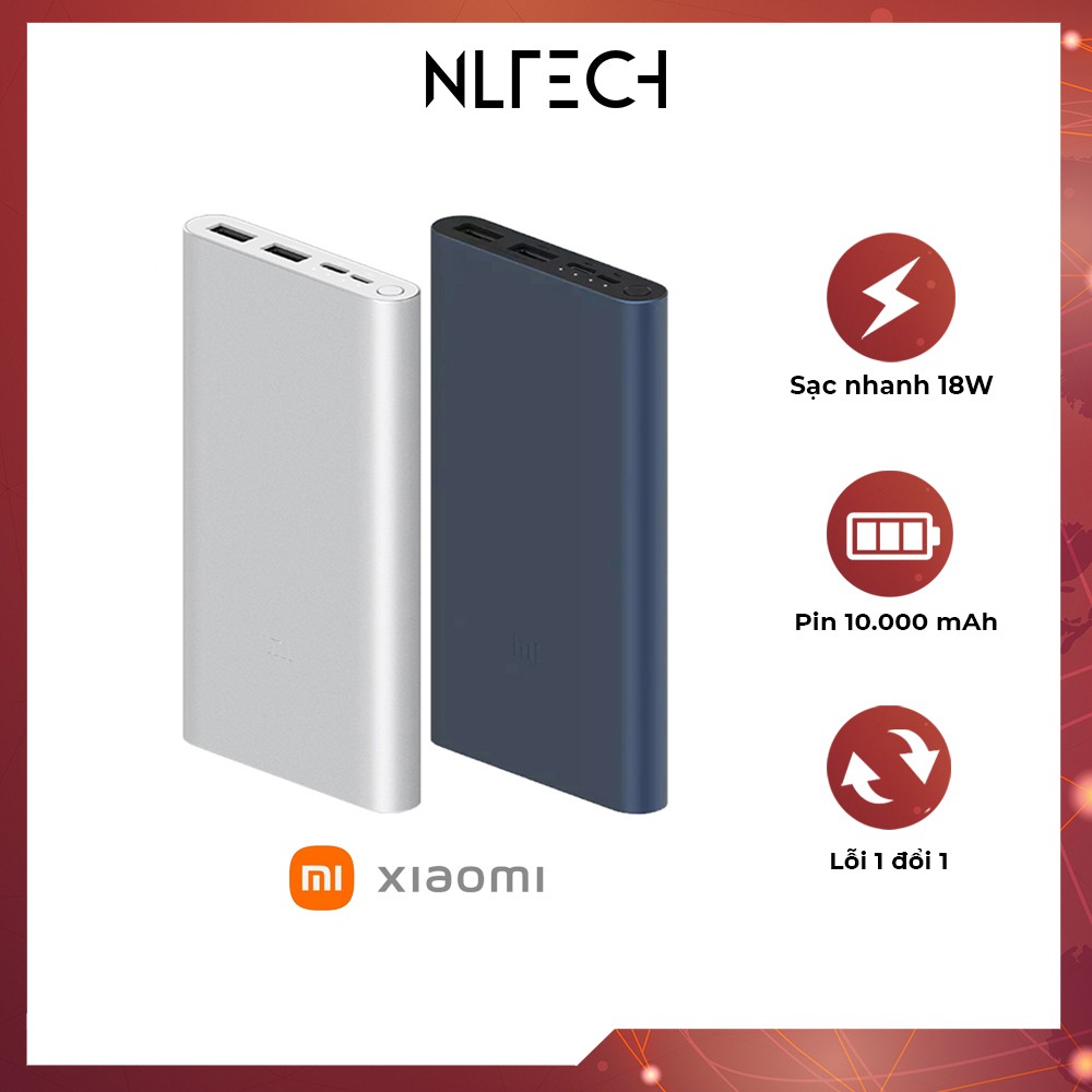 [ HÀNG CAO CẤP ] Pin sạc dự phòng Xiaomi Gen 3 10000mAh Lỗi đổi mới trong 30 ngày