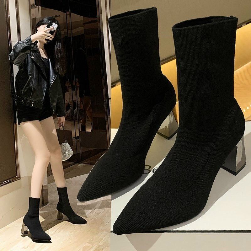 Boot Nhung Nữ Thời Trang Cổ Trung Sang Trọng Quyến Rũ