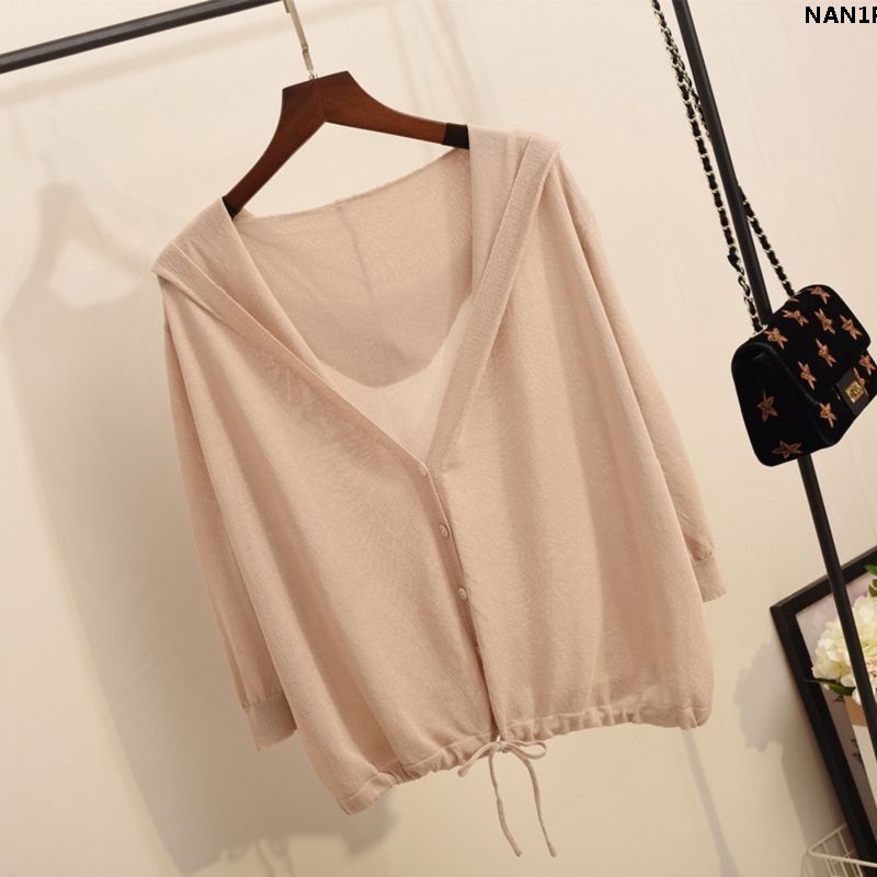 Áo Khoác Cardigan Mỏng Tay Lửng Dáng Rộng Plus Size Cho Nữ