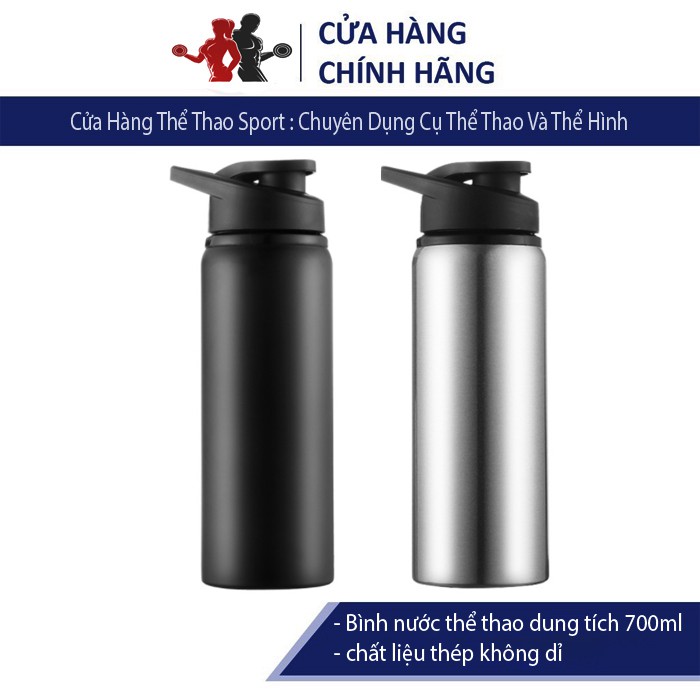 Bình nước thể thao 700ml chất liệu cao cấp thép không gỉ