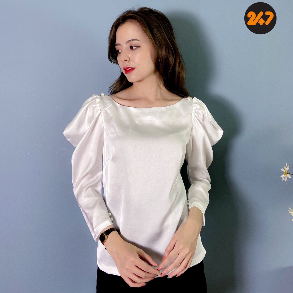 Áo Sơ Mi Dài Tay Tay Bồng Chất Lụa
