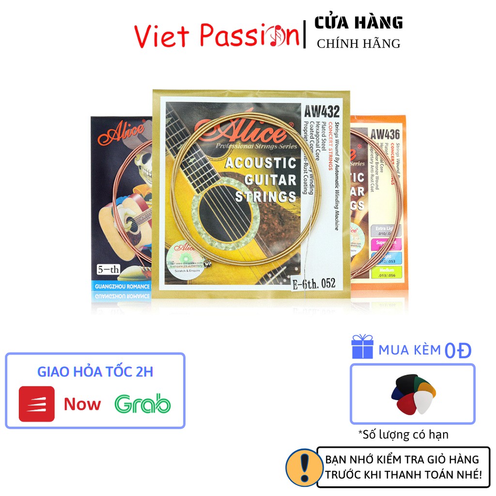 Dây đàn guitar acoustic Alice AW436 AW432 A206 A406 cỡ 11 chính hãng dây sắt cho đàn ghi ta vietpassion