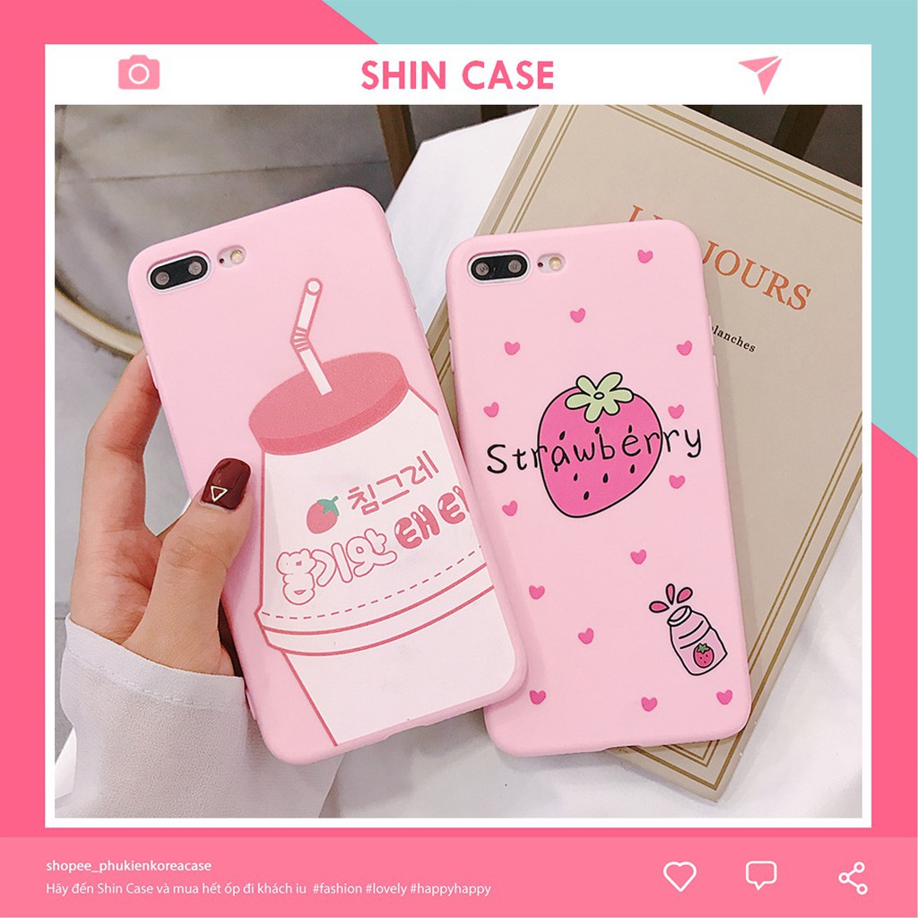 Ốp lưng iphone Sữa chua dâu tây TPU trơn dẻo mềm 6/6plus/6s/6splus/7/7plus/8/8plus/x/xs/11/12/pro/max/plus/promax | BigBuy360 - bigbuy360.vn
