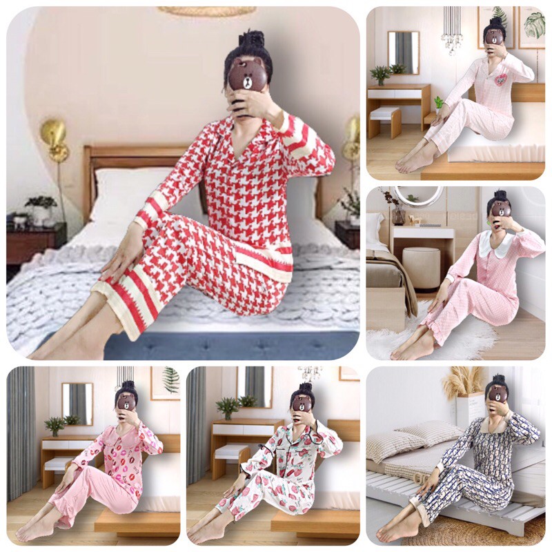 Bộ PIJAMA tiểu thư chất satin- tay dài sang-xịn-mịn