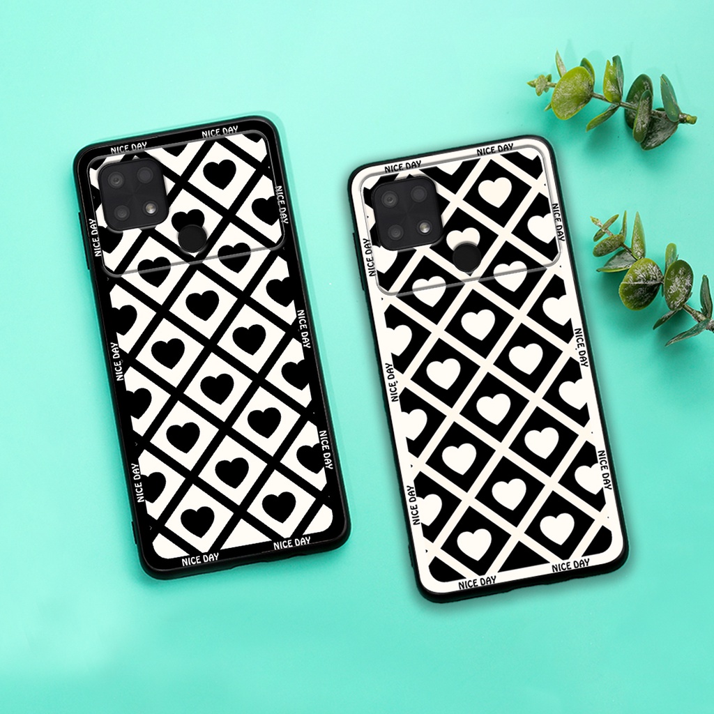 Ốp lưng Xiaomi Poco C40 bảo vệ camera in hoạ tiết caro trái tim đen trắng, gấu bear cute đáng yêu