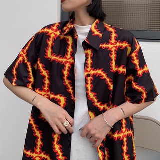 🔥 Áo sơ mi đen hình lửa cực chất ( kèm ảnh thật)🔥
