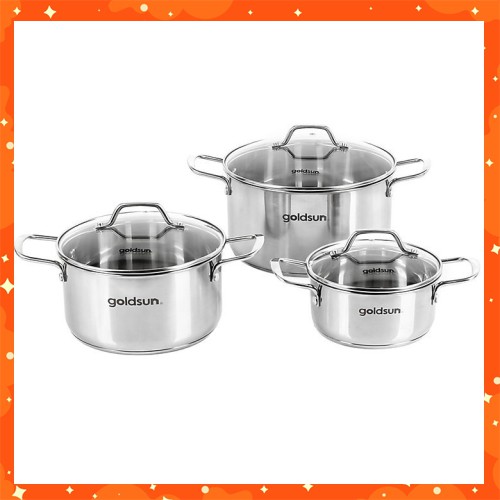 Bộ 03 nồi inox GOLDSUN GD18-3306SG