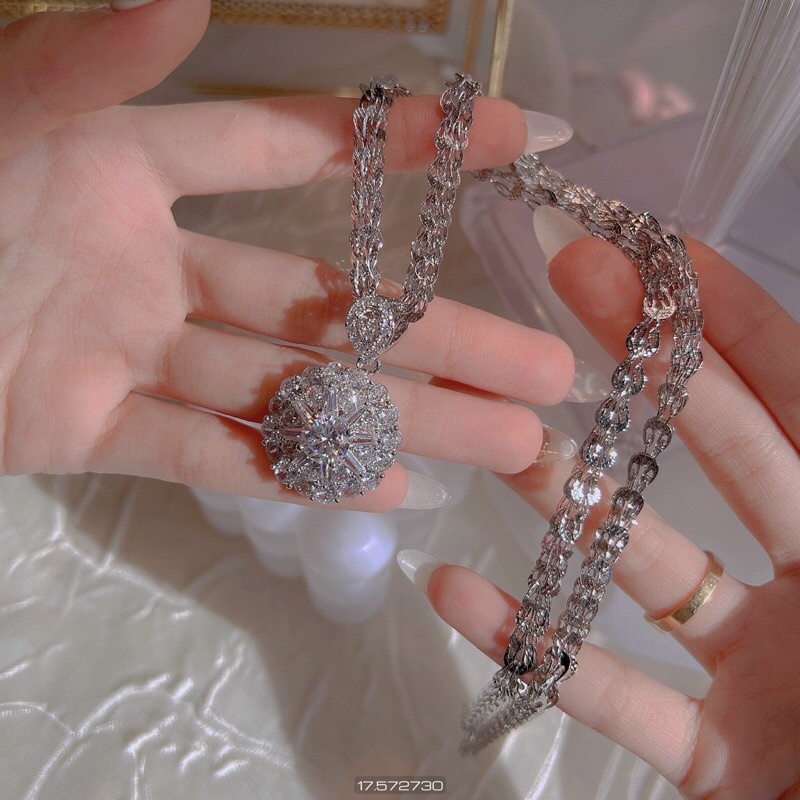 Dây chuyền đuôi phụng kèm mặt xi bạch kim siêu sáng siêu bền Kami