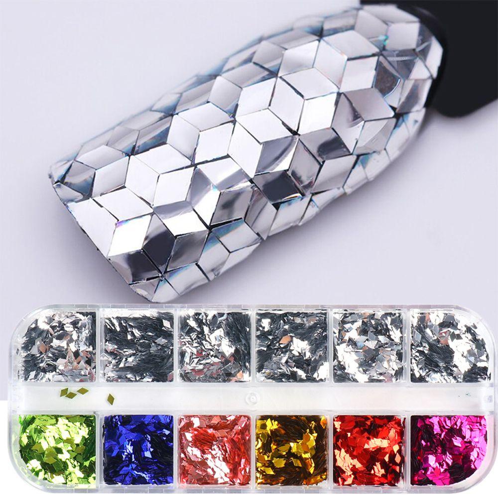 Hộp 12 Ngăn Đựng Hạt Kim Sa Lấp Lánh Tự Trang Trí Móng Tay