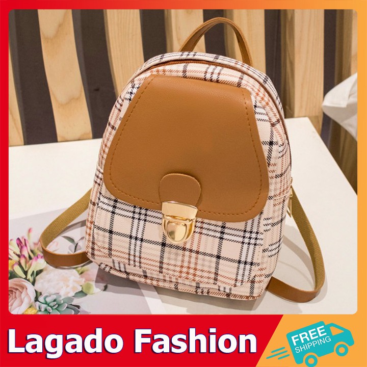 Balo nữ mini kẻ sọc xinh xắn có 2 kiểu đeo cực kì cute Thời Trang LAGADO