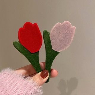 Kẹp tóc vải nỉ hình hoa tulip Pháp