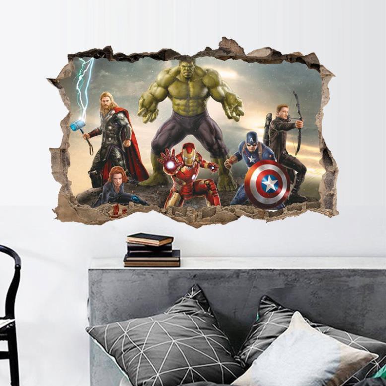 [XẢ HÀNG] Decal dán tranh 3D Avengers - Biệt đội siêu anh hùng 2 AmyShop