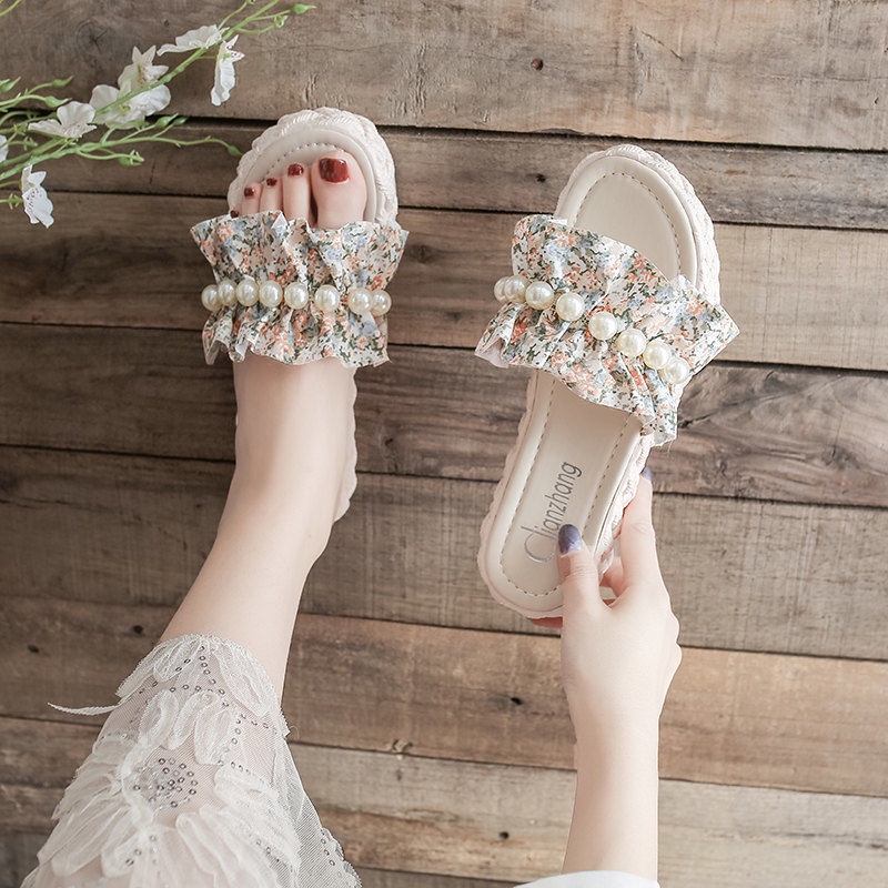 Dép Sandal Đế Dày Mềm Đính Hoa Thời Trang Dành Cho Nữ