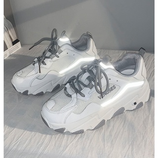 Giày thể thao nữ độn đế màu kem trắng dạ quang VENUSES GT1112 - GOLDSNEAKER