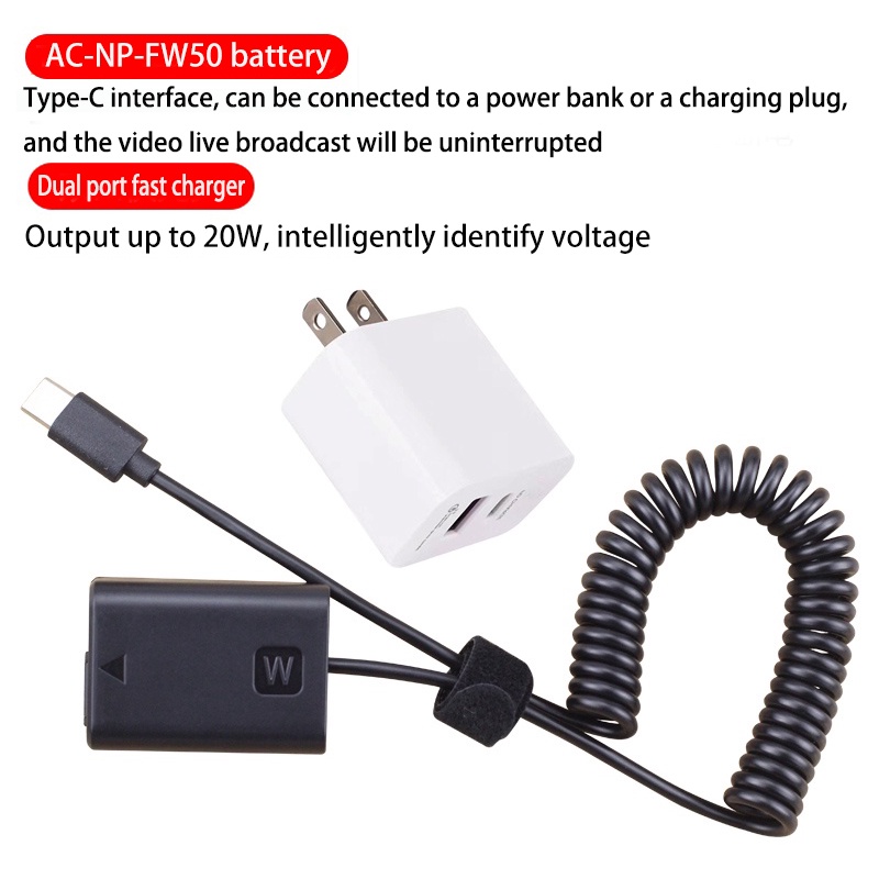 Nguồn Mở Rộng Pin Giả NP-FW50 Cho Máy Ảnh Sony a7m2 r2 a6300 a6400