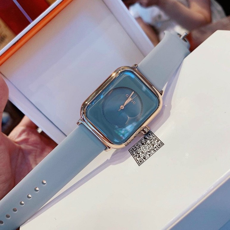 Đồng hồ nữ đẹp Guou dây cao su silicon mềm dẻo mặt vuông thời trang hàng cao cấp chống nước bảo hành 12 tháng -DH08