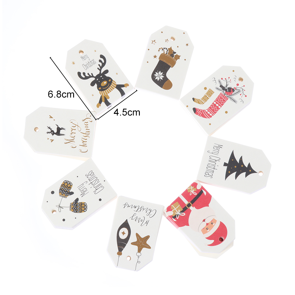 Set 50 thẻ tag giấy phong cách Giáng sinh trang trí đa dụng
